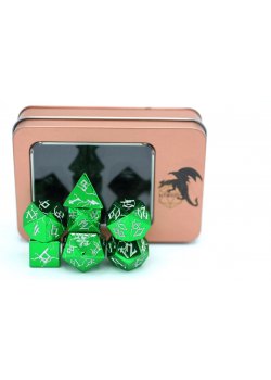 Solid Metal RPG Dice Set - Green Barbarian